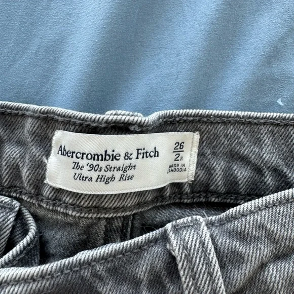 Abercrombie & Fitch Women's Gray Straight Leg Jeans - Picture 2 of 3